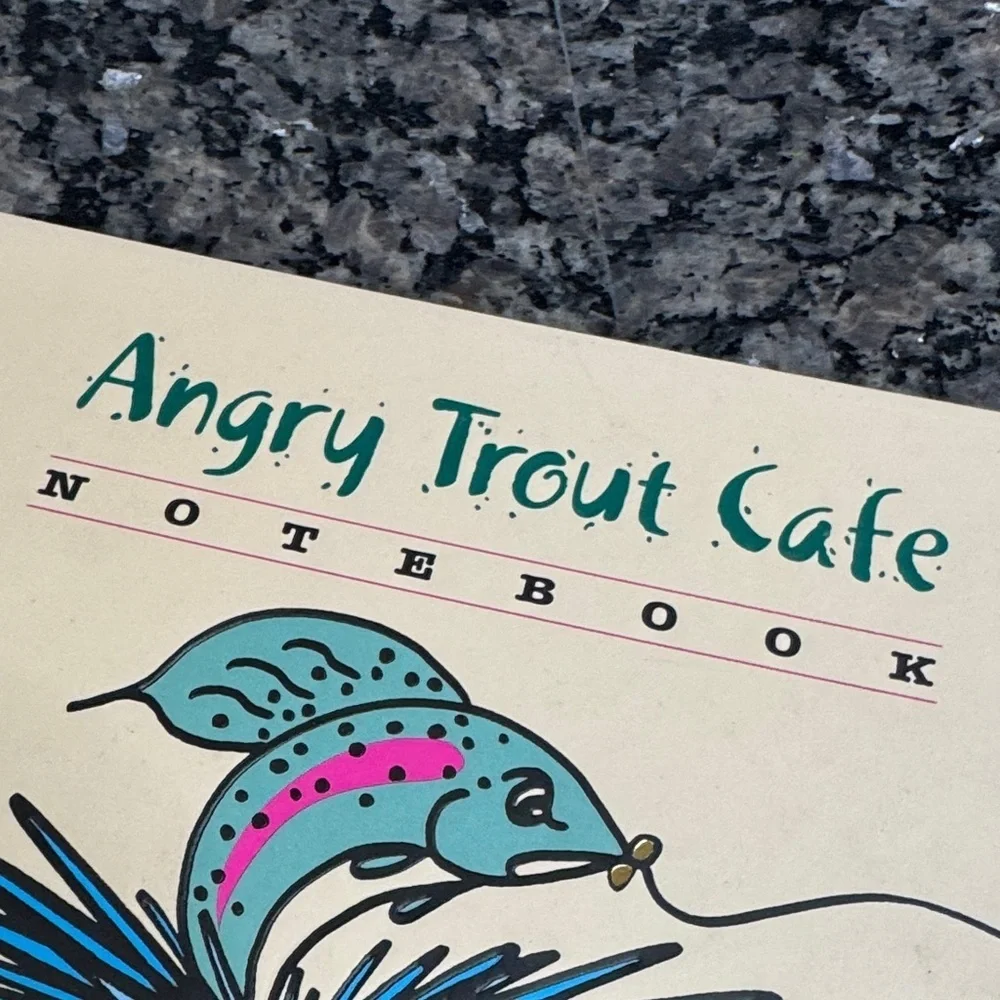 Angry Trout Cafe Notebook and cook book autographed George Wilkes EUC